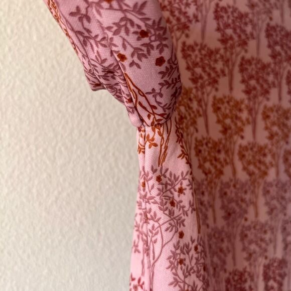 Vintage 70s Devon 100% Polyester Dusty Rose Floral Print Button Down Top Size S - Picture 3 of 8